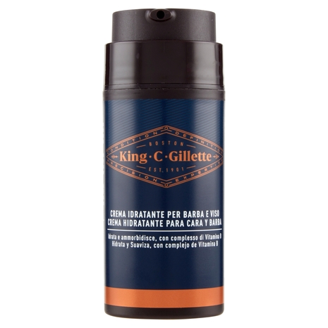 King C. Gillette Crema Idratante per Barba e Viso, con Complesso Vitamina B, 100 ml